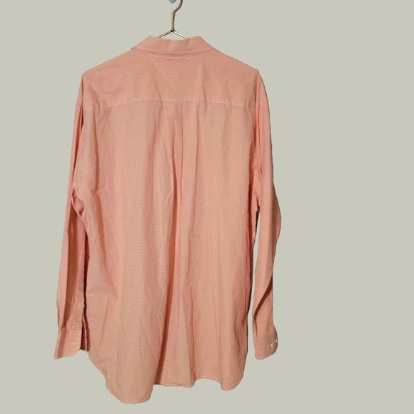 Tommy Hilfiger Mens Button Down Shirt Size XL Long Sleeve Square Pattern Orange - Picture 2 of 3